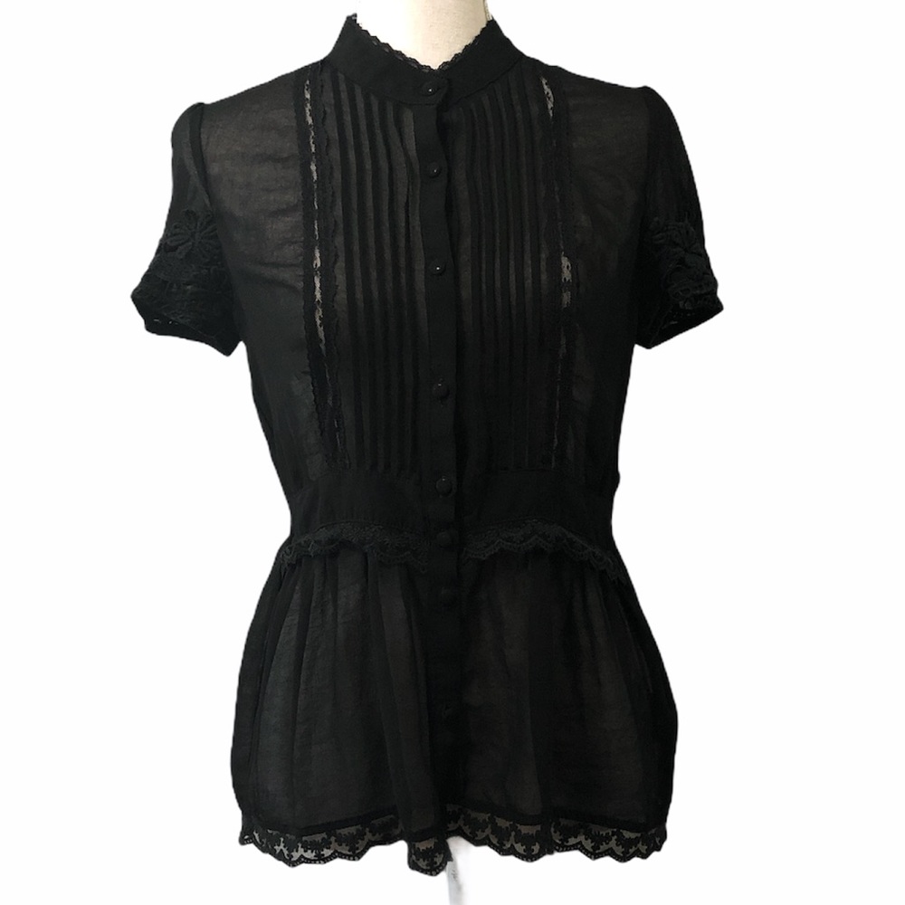 Forever 21 Sheer Sleeve Floral Appliqué